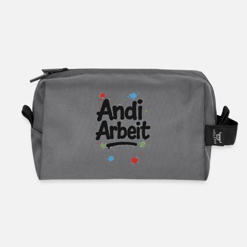 Andi-Arbeit-Andreas-Andrea-Andy-Spruch-Name-lus - Recycled Toiletry Zip Bag - anthracite