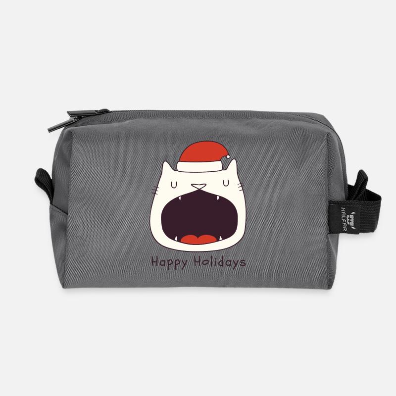 Lustige Weihnachtskatze - Recycelte Kulturtasche - Anthrazit