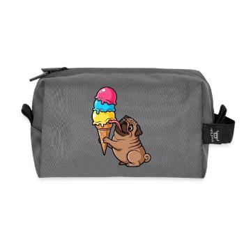 Süßer Mops mit Eis Eiskugel Sommer Cartoon - Recycled Toiletry Zip Bag - anthracite - Front