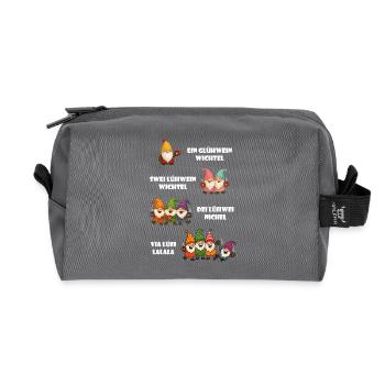 Lustiges Wichtel Glühwein Weihnachtsgeschenk - Recycelte Kulturtasche - Anthrazit - Vorne