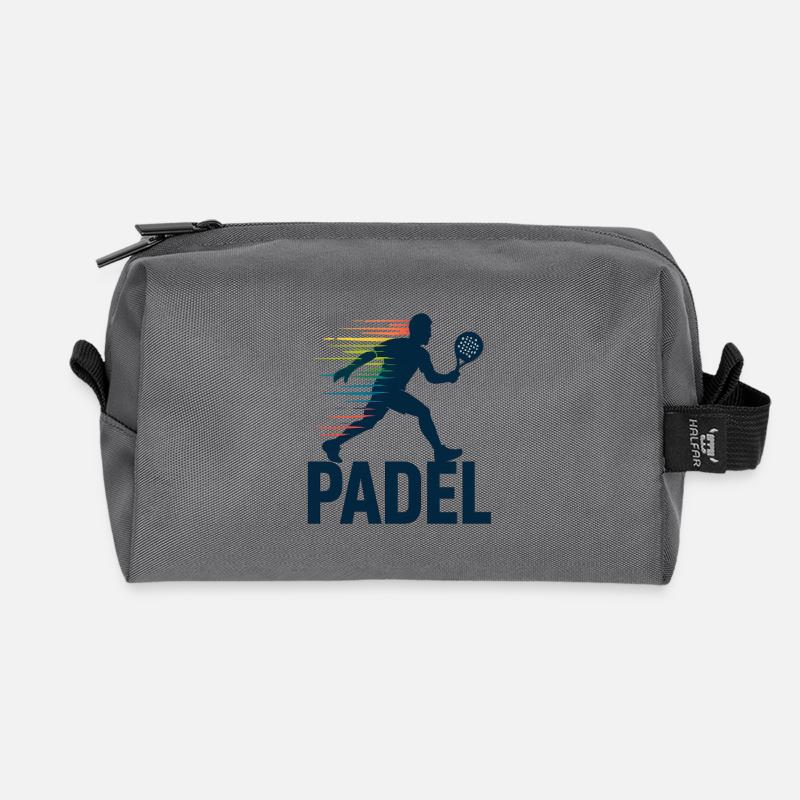 Padel Silhouette im Regenbogen - Recycelte Kulturtasche - Anthrazit