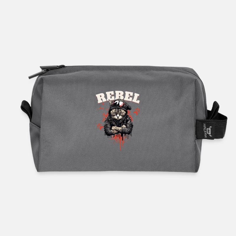 Rebel Cat - Recycelte Kulturtasche - Anthrazit