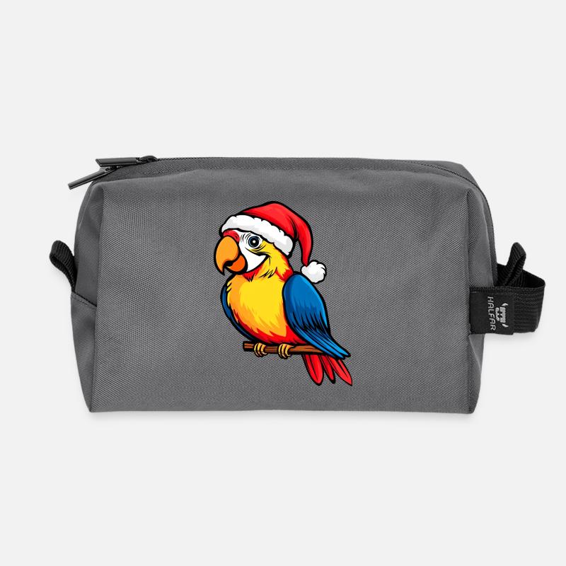 Papageien Weihnachten / Weihnachtsmann Vogel - Recycelte Kulturtasche - Anthrazit