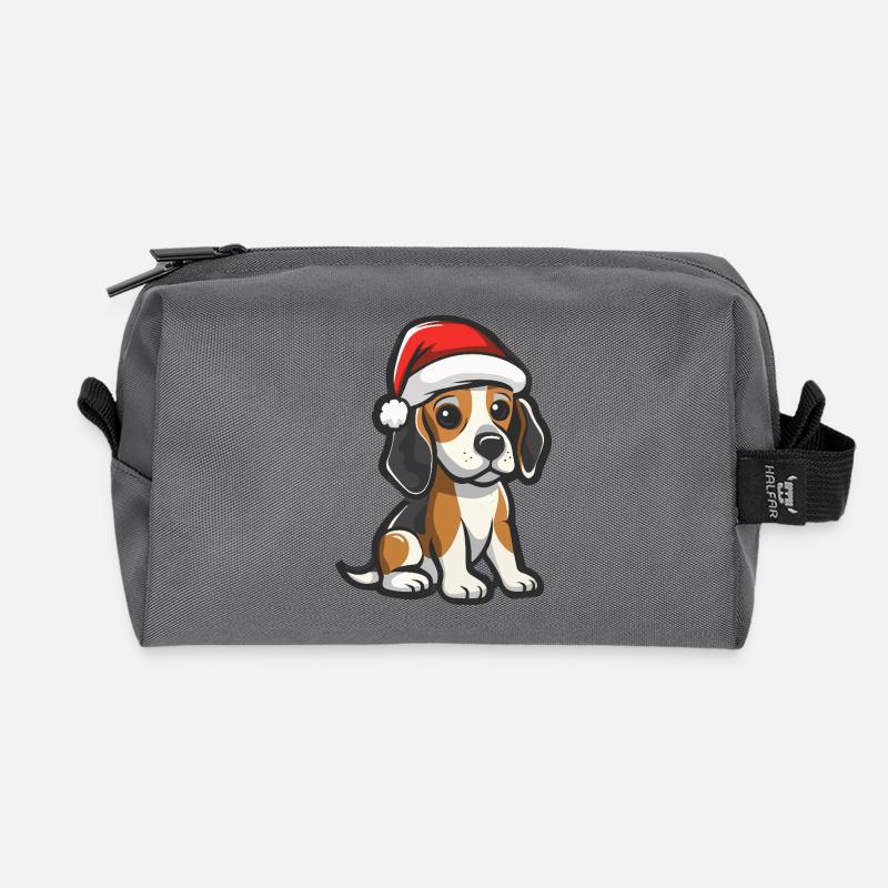 Beagle Hund Weihnachten - Recycelte Kulturtasche - Anthrazit