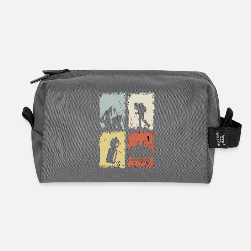 Four Panel Silhouette Grunge - Recycled Toiletry Zip Bag - anthracite