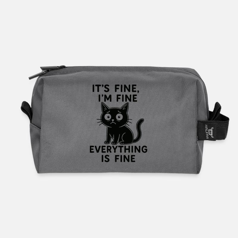 It's Fine lustige Katze ich bin Ok - Recycelte Kulturtasche - Anthrazit