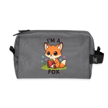 Kuscheliger Erdbeer-Fuchs - Recycelte Kulturtasche - Anthrazit - Vorne