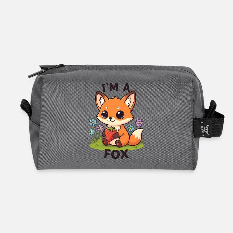 Kuscheliger Erdbeer-Fuchs - Recycelte Kulturtasche - Anthrazit