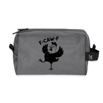 Dynamic cartoon chicken shouts F-CAW-F - Recycled Toiletry Zip Bag - anthracite - Front