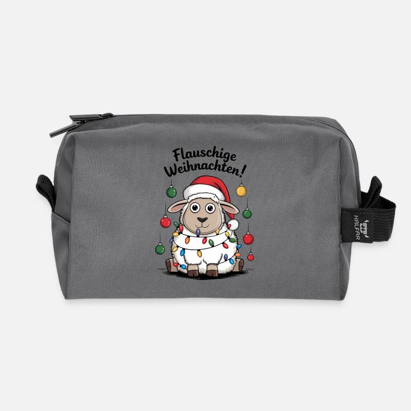 Schaf Flauschige Weihnachten Schäfer lustig  - Recycelte Kulturtasche - Anthrazit