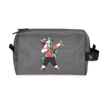 Dabbing Fitness Gym Unicorn Bodybuilder Gewichtheben - Recycelte Kulturtasche - Anthrazit - Vorne