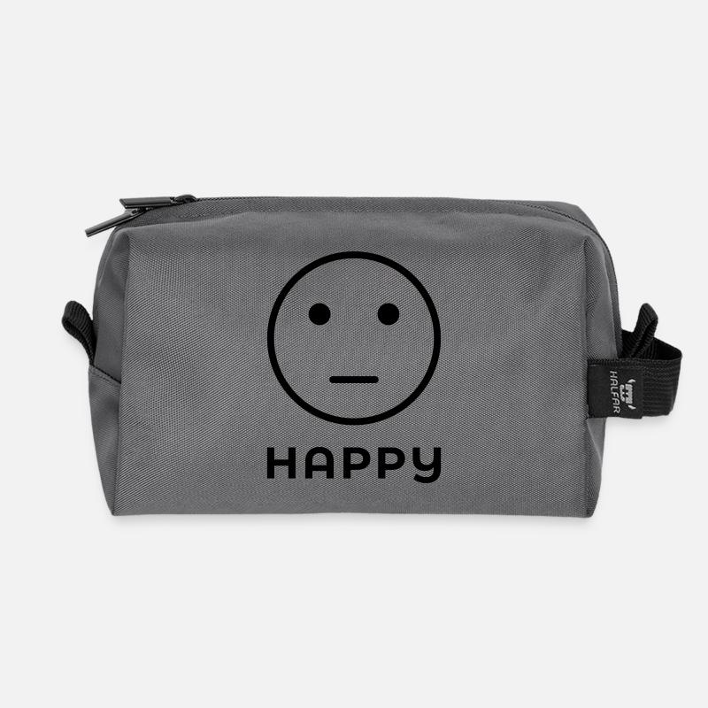 "HAPPY" Neutral Face - Recycled Toiletry Zip Bag - anthracite
