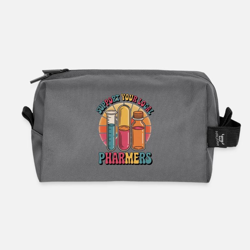 Support local pharmacists - Recycled Toiletry Zip Bag - anthracite