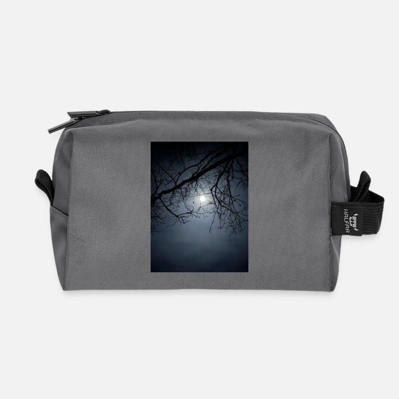 Mondlicht-Silhouette mit Ästen - Recycelte Kulturtasche - Anthrazit