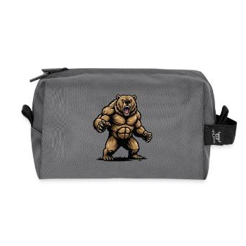 Grizzly Power Bear Muscle Fitness - Recycled Toiletry Zip Bag - anthracite - Front