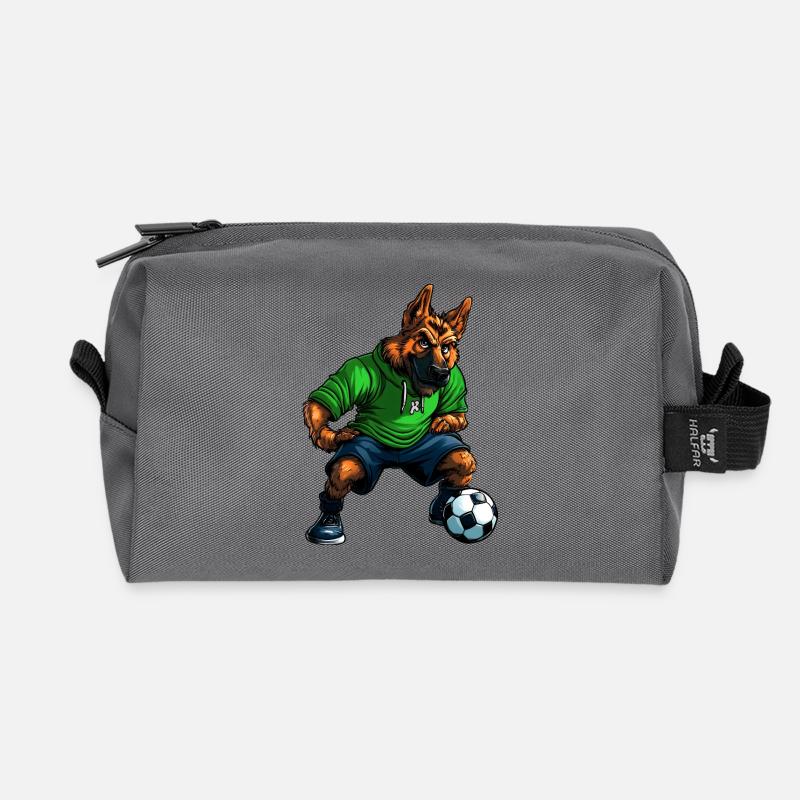 Schäferhund Fussballer - Recycelte Kulturtasche - Anthrazit