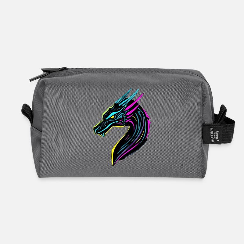 Neon Fury – Cyberpunk-Stil Drache - Recycelte Kulturtasche - Anthrazit
