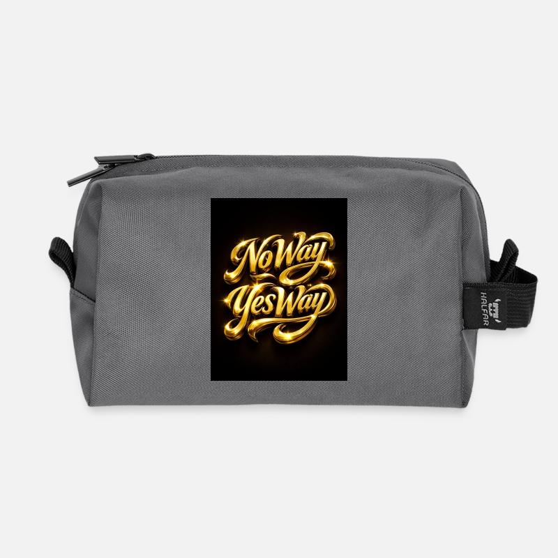 Golden No Way Yes Way Typography - Recycled Toiletry Zip Bag - anthracite