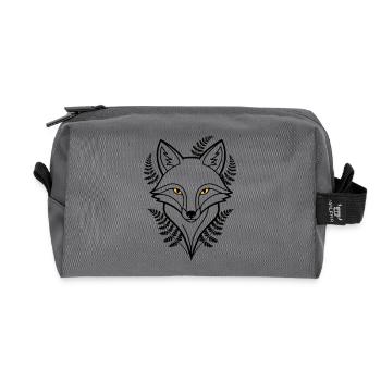 Fuchs Kopf Farn Blätter Tattoo - Recycelte Kulturtasche - Anthrazit - Vorne