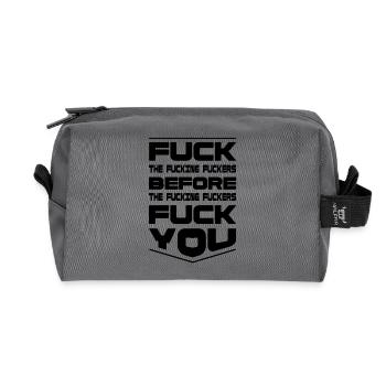 Fuck the Fucking Fuckers - Provocative Design - Recycled Toiletry Zip Bag - anthracite - Front