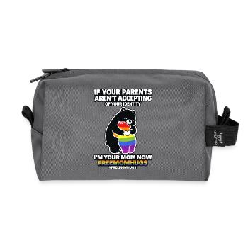 Pride Mom Hug Rainbow LGBTQ Bear - Recycled Toiletry Zip Bag - anthracite - Front