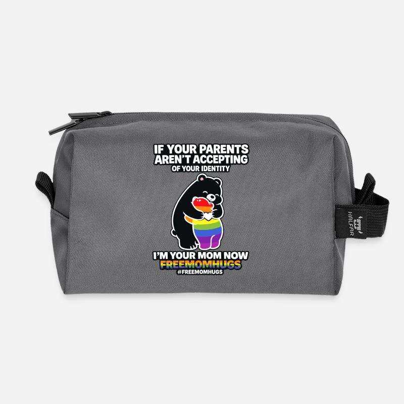 Pride Mom Hug Rainbow LGBTQ Bear - Recycled Toiletry Zip Bag - anthracite