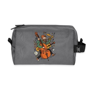 Héros du jazz : Musicien à la basse - Trousse de toilette en tissu recyclé - anthracite - Devant