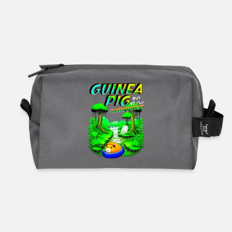 Meerschweinchen-Dschungel-Abenteuer - Recycelte Kulturtasche - Anthrazit