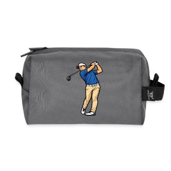 Golfer im Vollschwung, sportlicher Stil - Recycelte Kulturtasche - Anthrazit - Vorne
