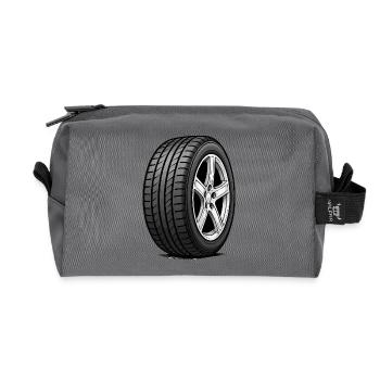 Motif de bande de roulement des roues des pneus de voiture - Trousse de toilette en tissu recyclé - anthracite - Devant