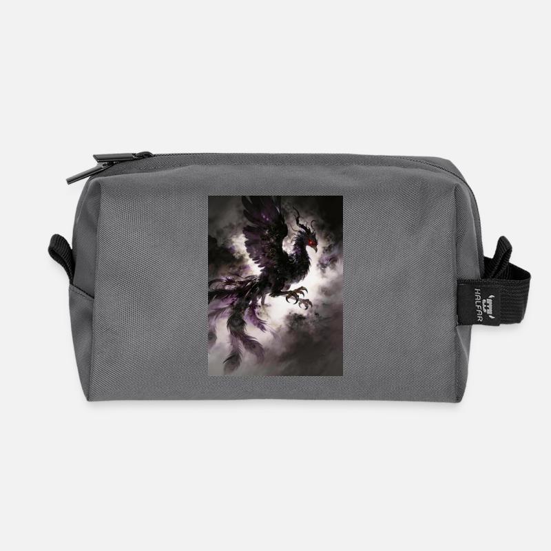 The Black Phoenix: Shadow and Rebirth - Recycled Toiletry Zip Bag - anthracite
