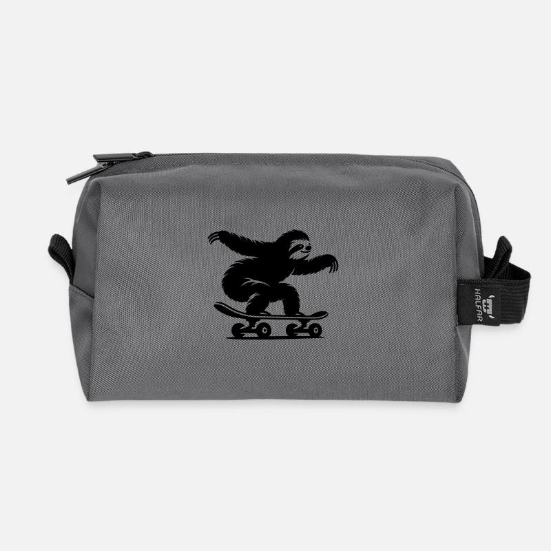 Faultier Skateboard Skater Silhouette - Recycelte Kulturtasche - Anthrazit