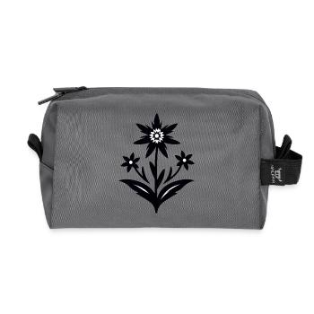 Edelweiß / Blume - Recycelte Kulturtasche - Anthrazit - Vorne