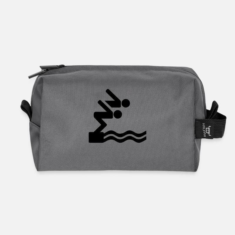Schwimmen - Recycelte Kulturtasche - Anthrazit