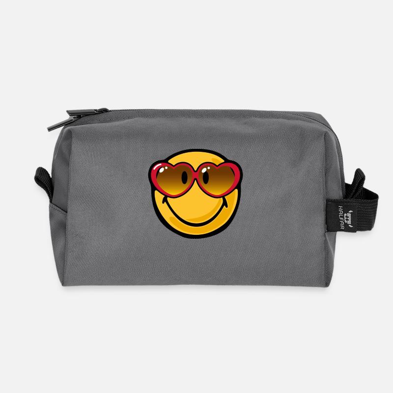 Smiley heart glasses - Recycelte Kulturtasche - Anthrazit