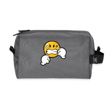 Smiley Anger Aggression - Recycled Toiletry Zip Bag - anthracite - Front