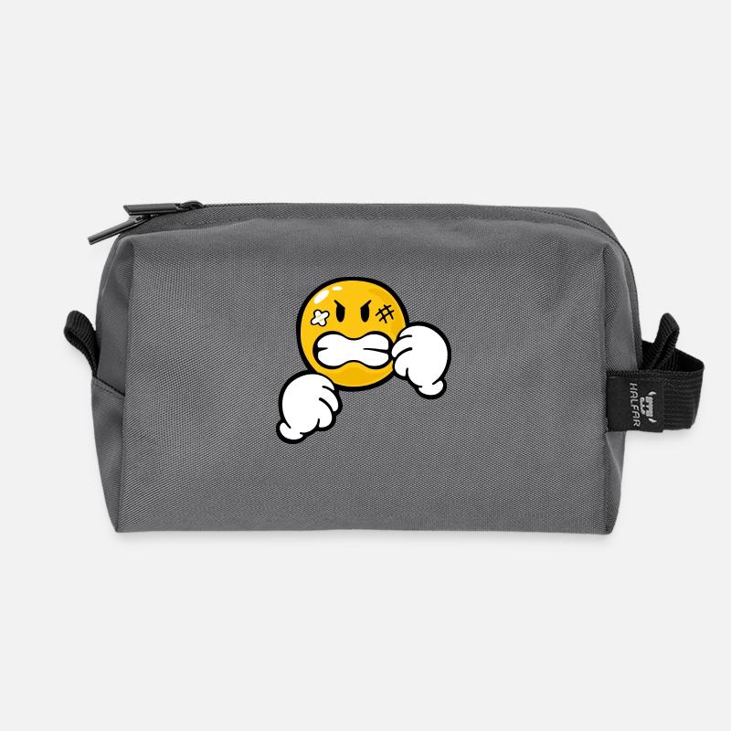 Smiley Anger Aggression - Recycelte Kulturtasche - Anthrazit