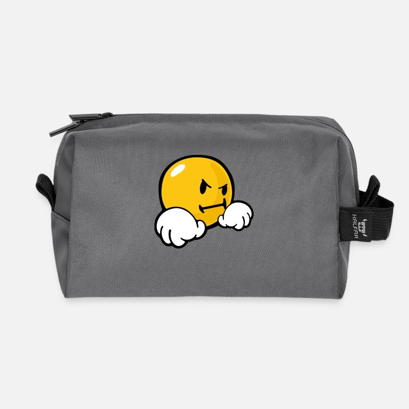Smiley Stubborn - Recycelte Kulturtasche - Anthrazit