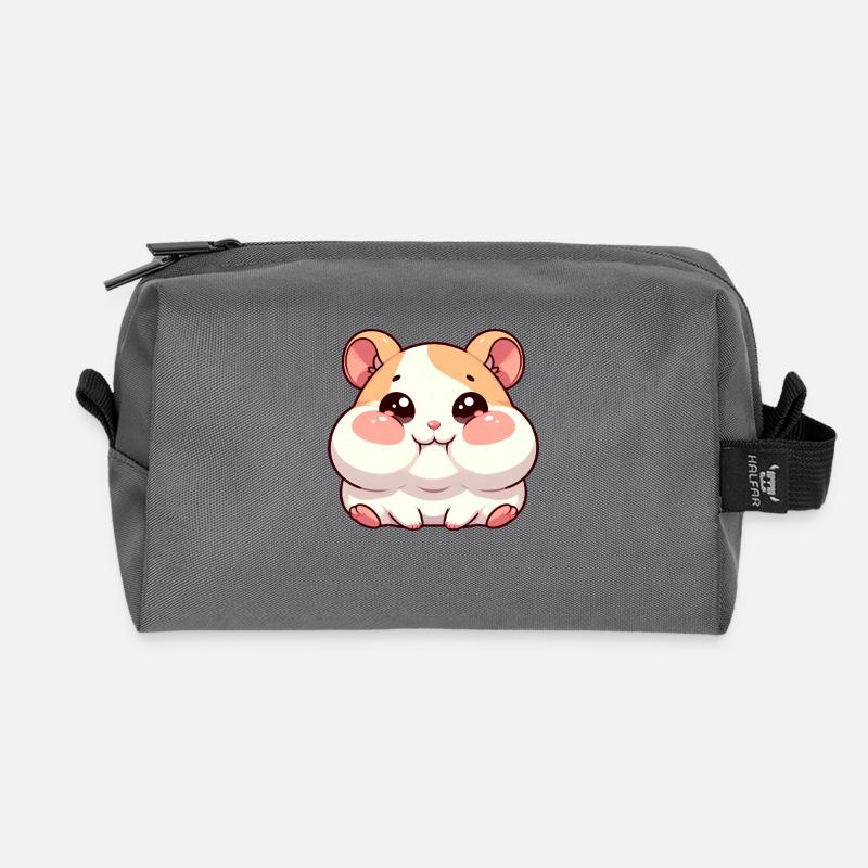 Süßer Hamster mit prallen Backen - Recycelte Kulturtasche - Anthrazit