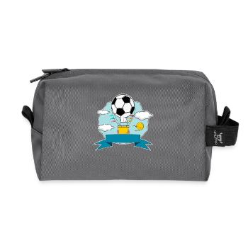 Plaque nominative de ballon à air chaud de football bleu - Trousse de toilette en tissu recyclé - anthracite - Devant