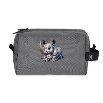 Nashornmutter mit Kind - Recycelte Kulturtasche - Anthrazit - Vorne