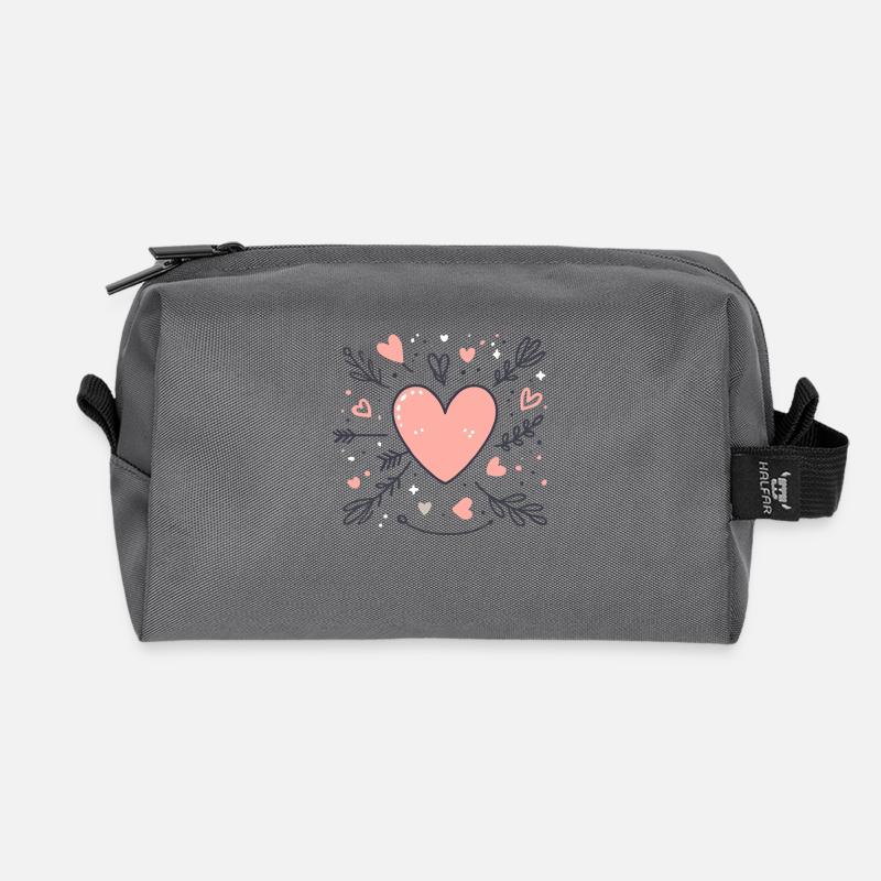 Valentinstag Herzen - Recycelte Kulturtasche - Anthrazit