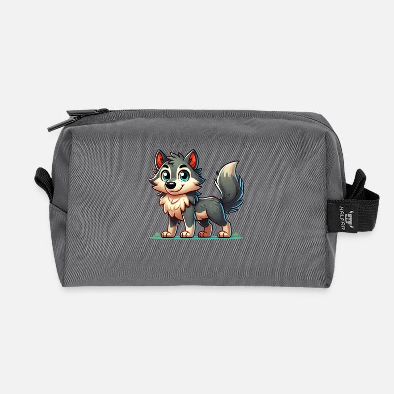 wolf comic 1 - Recycelte Kulturtasche - Anthrazit