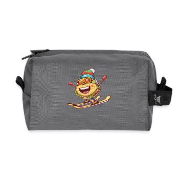 Taco Skifahrer Abenteuer Abfahrt - Recycelte Kulturtasche - Anthrazit - Vorne