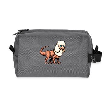 Pudel-Dino Fusion: T-Rex mit Pudelzähnen - Recycelte Kulturtasche - Anthrazit - Vorne