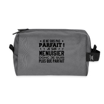 Un Menuisier plus que parfaite, métier de rêve - Trousse de toilette en tissu recyclé - anthracite - Devant