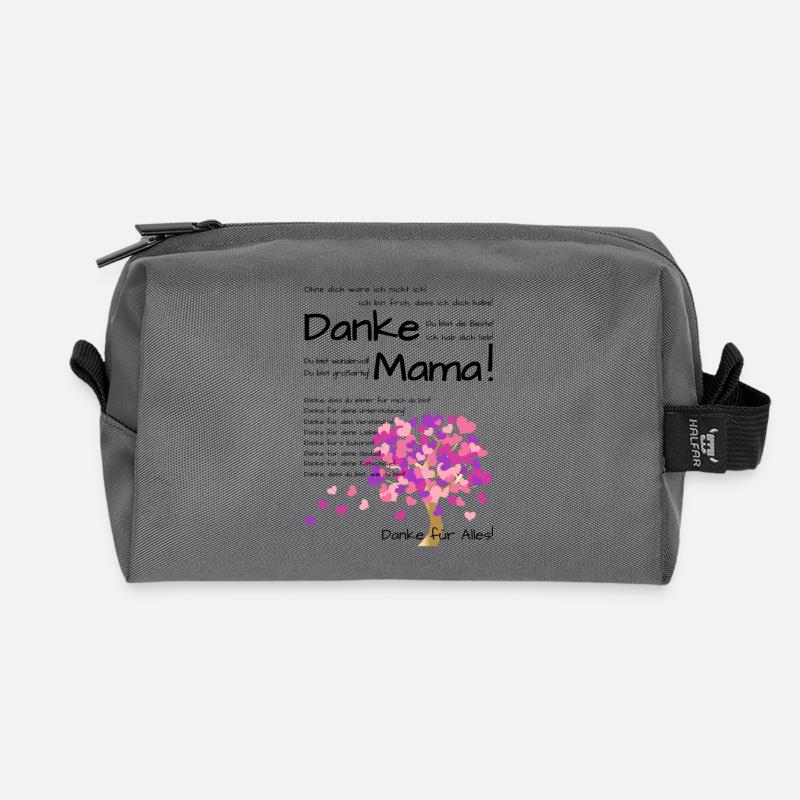 Danke Mama! Hab dich lieb! Zum Muttertag - Recycelte Kulturtasche - Anthrazit