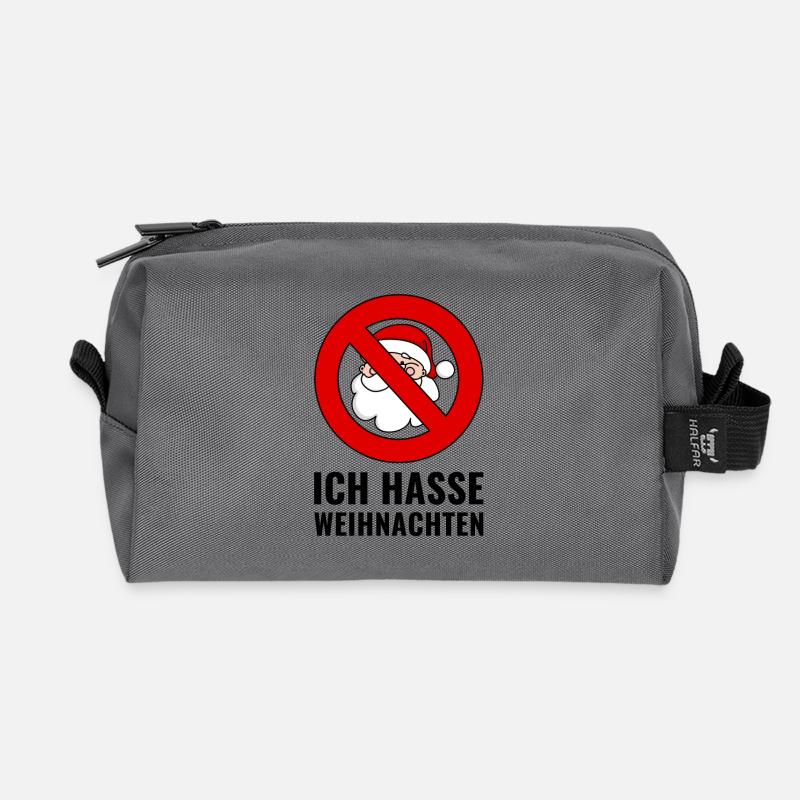 Ich hasse Weihnachten Weihnachtsmann Schild Santa - Recycelte Kulturtasche - Anthrazit