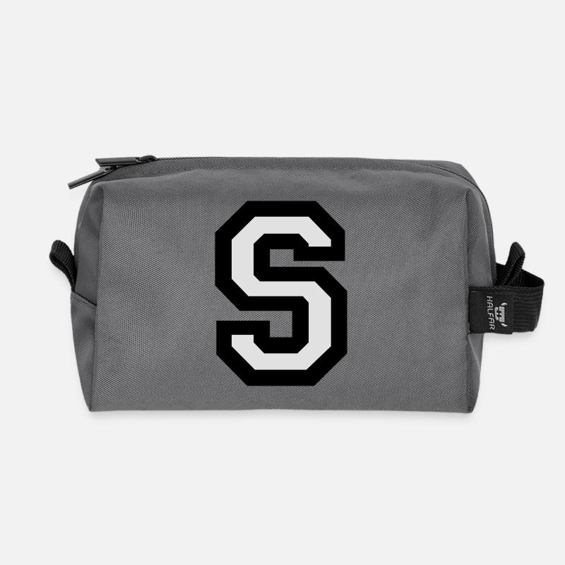 Buchstabe S (zweifarbig) - Recycelte Kulturtasche - Anthrazit