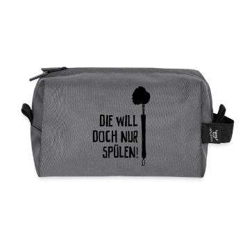 Die will doch nur Spülen! - Recycelte Kulturtasche - Anthrazit - Vorne